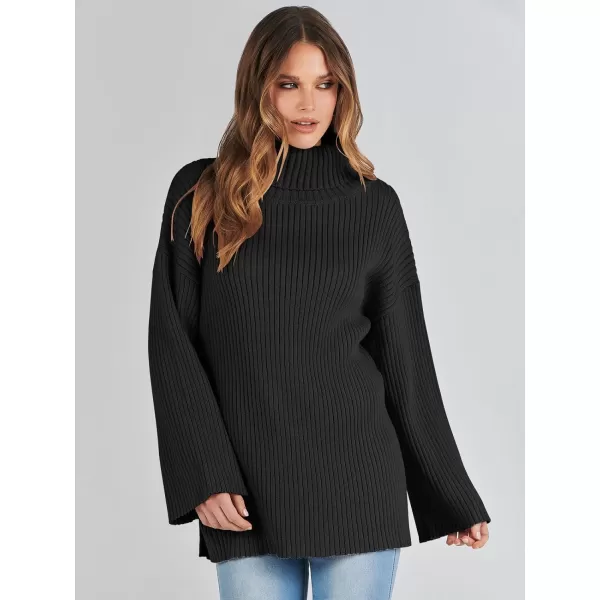 imageANRABESS Womens 2023 Fall Turtleneck Oversized Pullover Sweaters Long Sleeves Ribbed Knit Chunky Sweater TopsBlack