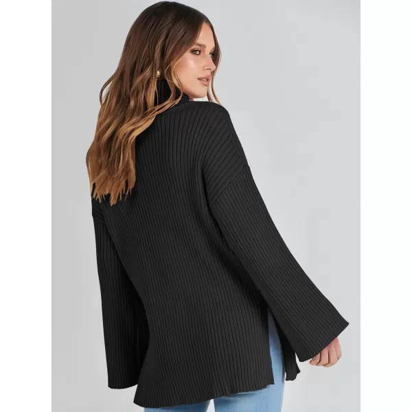 imageANRABESS Womens 2023 Fall Turtleneck Oversized Pullover Sweaters Long Sleeves Ribbed Knit Chunky Sweater TopsBlack