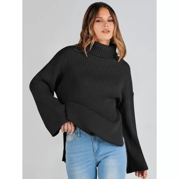 imageANRABESS Womens 2023 Fall Turtleneck Oversized Pullover Sweaters Long Sleeves Ribbed Knit Chunky Sweater TopsBlack
