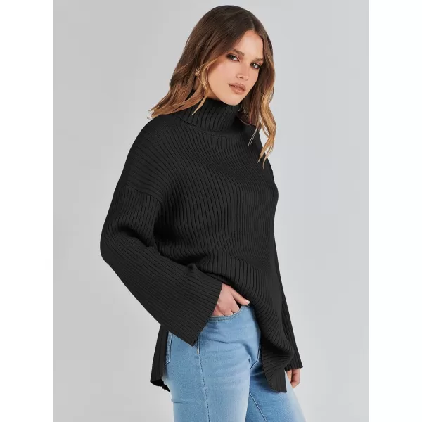 imageANRABESS Womens 2023 Fall Turtleneck Oversized Pullover Sweaters Long Sleeves Ribbed Knit Chunky Sweater TopsBlack