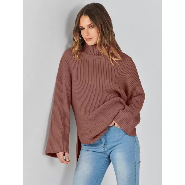 imageANRABESS Womens 2023 Fall Turtleneck Oversized Pullover Sweaters Long Sleeves Ribbed Knit Chunky Sweater TopsCoffee