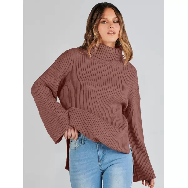 imageANRABESS Womens 2023 Fall Turtleneck Oversized Pullover Sweaters Long Sleeves Ribbed Knit Chunky Sweater TopsCoffee