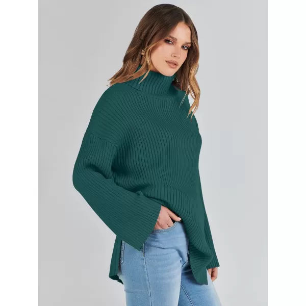 imageANRABESS Womens 2023 Fall Turtleneck Oversized Pullover Sweaters Long Sleeves Ribbed Knit Chunky Sweater TopsDeep Green