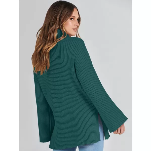 imageANRABESS Womens 2023 Fall Turtleneck Oversized Pullover Sweaters Long Sleeves Ribbed Knit Chunky Sweater TopsDeep Green