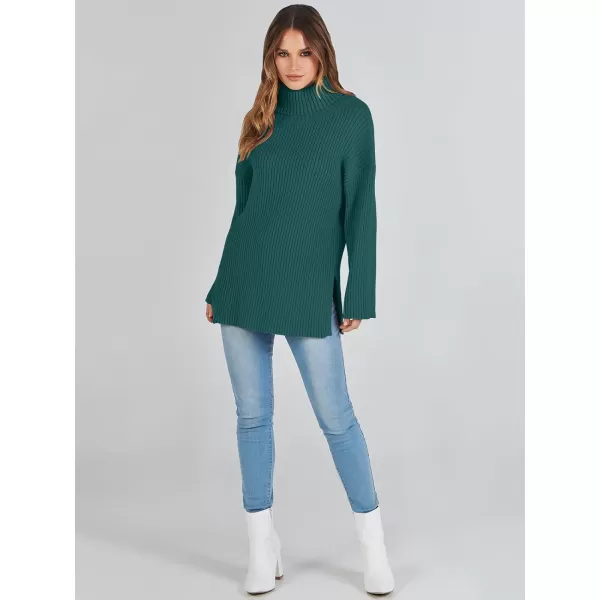 imageANRABESS Womens 2023 Fall Turtleneck Oversized Pullover Sweaters Long Sleeves Ribbed Knit Chunky Sweater TopsDeep Green