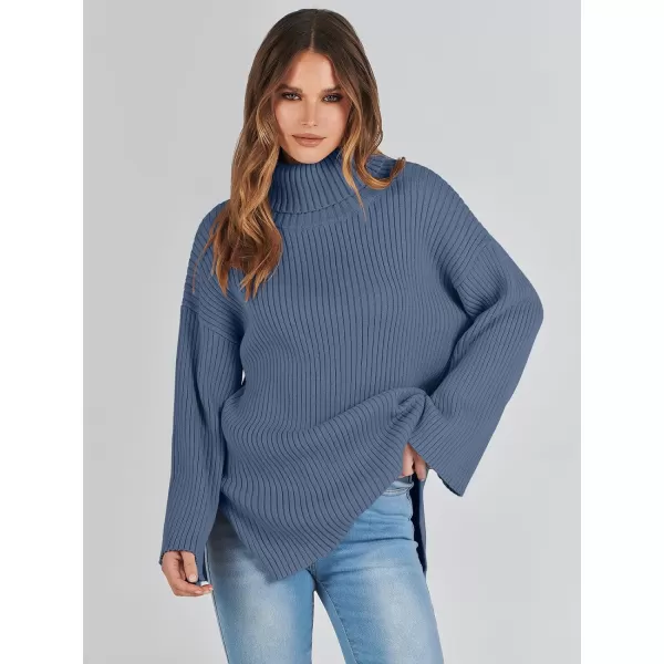 imageANRABESS Womens 2023 Fall Turtleneck Oversized Pullover Sweaters Long Sleeves Ribbed Knit Chunky Sweater TopsIndigo