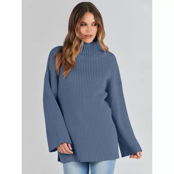 imageANRABESS Womens 2023 Fall Turtleneck Oversized Pullover Sweaters Long Sleeves Ribbed Knit Chunky Sweater TopsIndigo