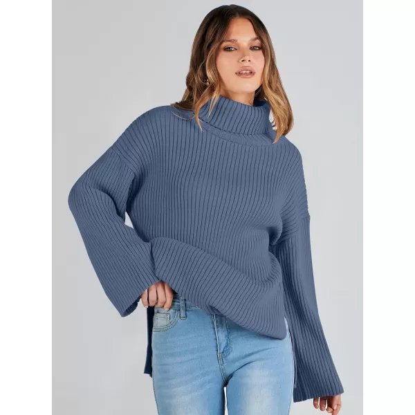 imageANRABESS Womens 2023 Fall Turtleneck Oversized Pullover Sweaters Long Sleeves Ribbed Knit Chunky Sweater TopsIndigo
