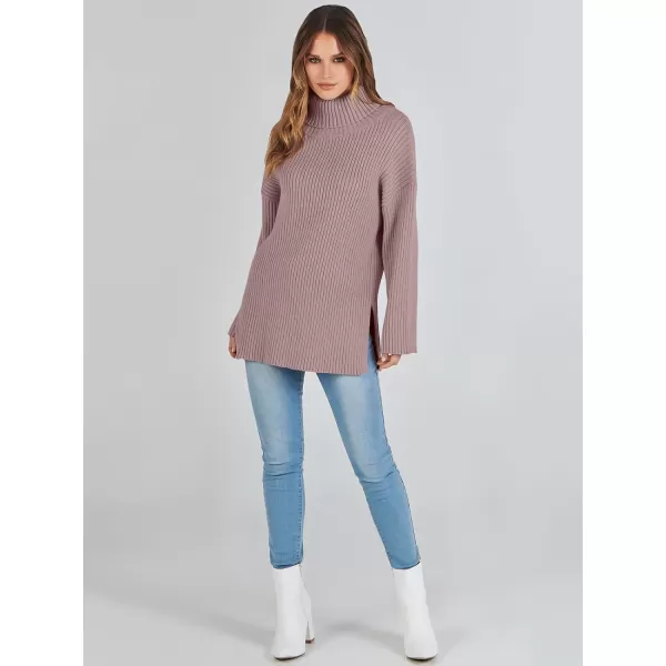 imageANRABESS Womens 2023 Fall Turtleneck Oversized Pullover Sweaters Long Sleeves Ribbed Knit Chunky Sweater TopsNutmeg