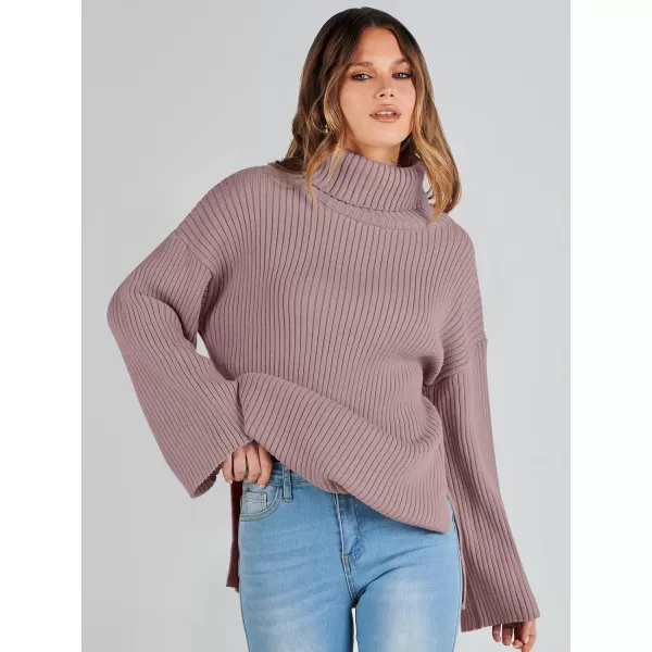 imageANRABESS Womens 2023 Fall Turtleneck Oversized Pullover Sweaters Long Sleeves Ribbed Knit Chunky Sweater TopsNutmeg