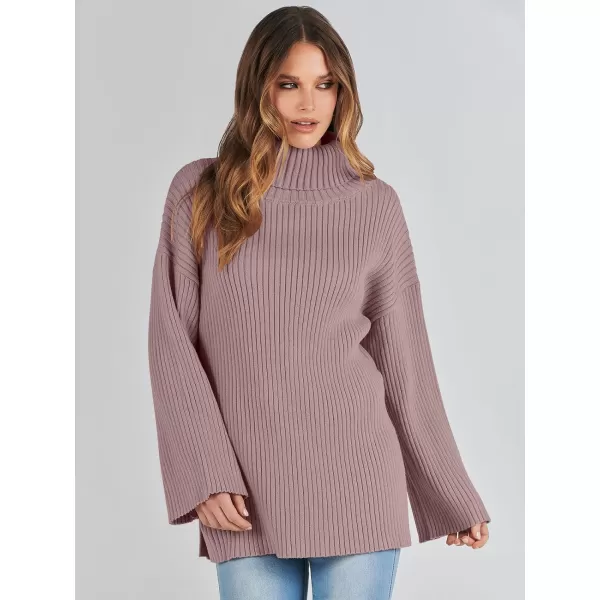 imageANRABESS Womens 2023 Fall Turtleneck Oversized Pullover Sweaters Long Sleeves Ribbed Knit Chunky Sweater TopsNutmeg