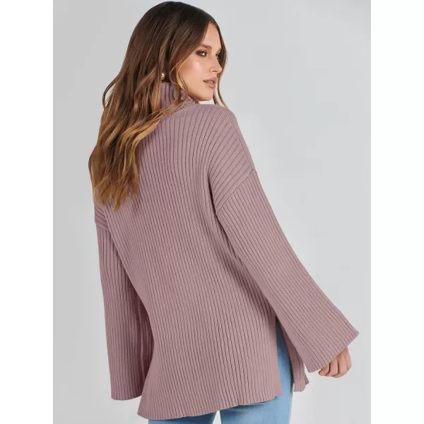imageANRABESS Womens 2023 Fall Turtleneck Oversized Pullover Sweaters Long Sleeves Ribbed Knit Chunky Sweater TopsNutmeg