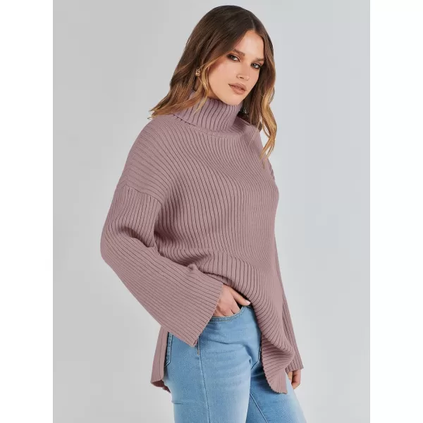 imageANRABESS Womens 2023 Fall Turtleneck Oversized Pullover Sweaters Long Sleeves Ribbed Knit Chunky Sweater TopsNutmeg