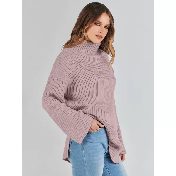 imageANRABESS Womens 2023 Fall Turtleneck Oversized Pullover Sweaters Long Sleeves Ribbed Knit Chunky Sweater TopsRed Apricot