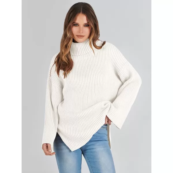 imageANRABESS Womens 2023 Fall Turtleneck Oversized Pullover Sweaters Long Sleeves Ribbed Knit Chunky Sweater TopsWhite