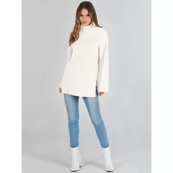 imageANRABESS Womens 2023 Fall Turtleneck Oversized Pullover Sweaters Long Sleeves Ribbed Knit Chunky Sweater TopsWhite