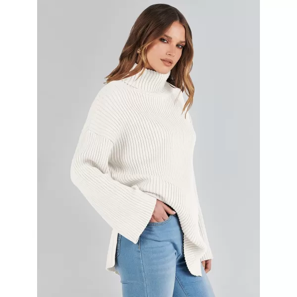 imageANRABESS Womens 2023 Fall Turtleneck Oversized Pullover Sweaters Long Sleeves Ribbed Knit Chunky Sweater TopsWhite