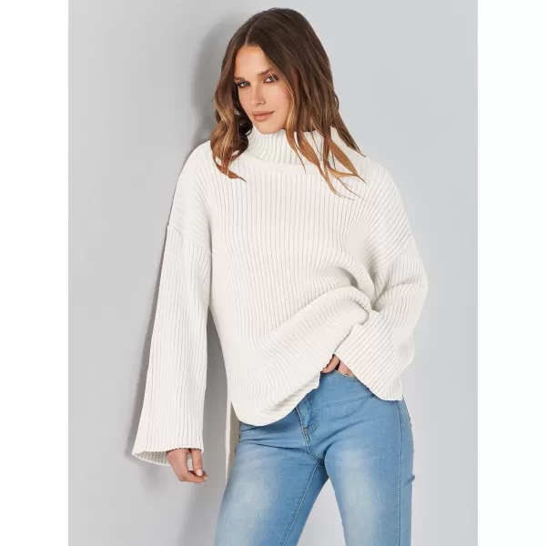 imageANRABESS Womens 2023 Fall Turtleneck Oversized Pullover Sweaters Long Sleeves Ribbed Knit Chunky Sweater TopsWhite