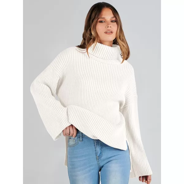 imageANRABESS Womens 2023 Fall Turtleneck Oversized Pullover Sweaters Long Sleeves Ribbed Knit Chunky Sweater TopsWhite
