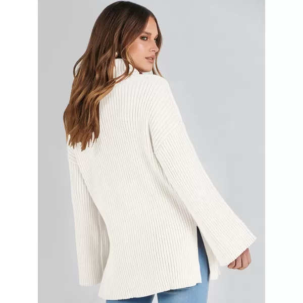 imageANRABESS Womens 2023 Fall Turtleneck Oversized Pullover Sweaters Long Sleeves Ribbed Knit Chunky Sweater TopsWhite