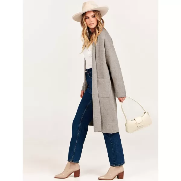 imageANRABESS Womens 2023 Fashion Cardigan Sweater Long Sleeve Open Front Lapel Coat Casual Knit Coatigan Jacket with PocketsDeep Apricot