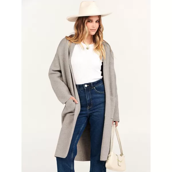 imageANRABESS Womens 2023 Fashion Cardigan Sweater Long Sleeve Open Front Lapel Coat Casual Knit Coatigan Jacket with PocketsDeep Apricot
