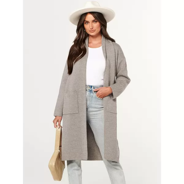 imageANRABESS Womens 2023 Fashion Cardigan Sweater Long Sleeve Open Front Lapel Coat Casual Knit Coatigan Jacket with PocketsDeep Apricot