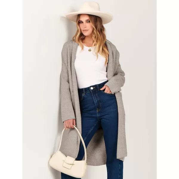 imageANRABESS Womens 2023 Fashion Cardigan Sweater Long Sleeve Open Front Lapel Coat Casual Knit Coatigan Jacket with PocketsDeep Apricot