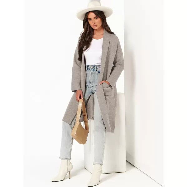 imageANRABESS Womens 2023 Fashion Cardigan Sweater Long Sleeve Open Front Lapel Coat Casual Knit Coatigan Jacket with PocketsDeep Apricot