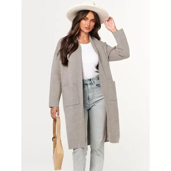 imageANRABESS Womens 2023 Fashion Cardigan Sweater Long Sleeve Open Front Lapel Coat Casual Knit Coatigan Jacket with PocketsDeep Apricot
