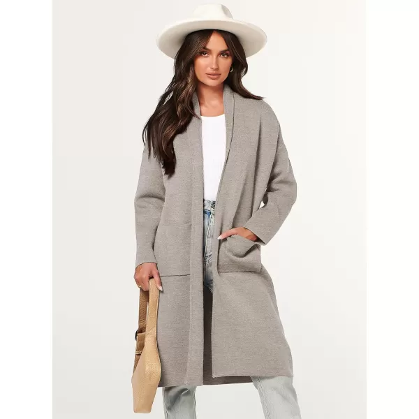 imageANRABESS Womens 2023 Fashion Cardigan Sweater Long Sleeve Open Front Lapel Coat Casual Knit Coatigan Jacket with PocketsDeep Apricot