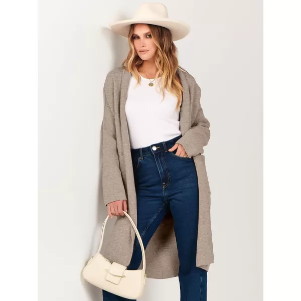 imageANRABESS Womens 2023 Fashion Cardigan Sweater Long Sleeve Open Front Lapel Coat Casual Knit Coatigan Jacket with PocketsRed Khaki