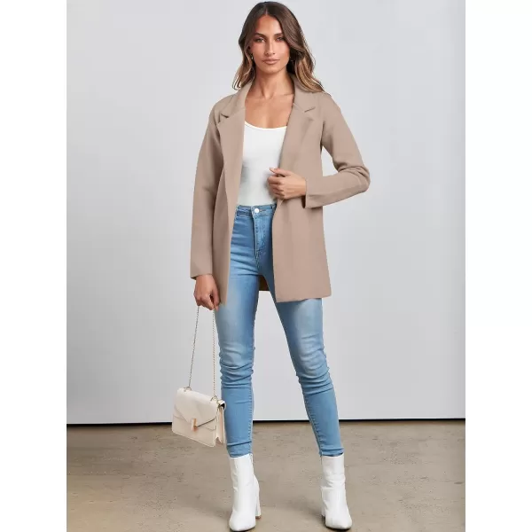 imageANRABESS Womens 2023 Open Front Cardigan Coats Long Sleeve Lapel Casual Chunky Sweater Blazer Jacket for Fall WinterApricot