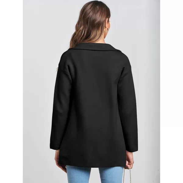 imageANRABESS Womens 2023 Open Front Cardigan Coats Long Sleeve Lapel Casual Chunky Sweater Blazer Jacket for Fall WinterBlack