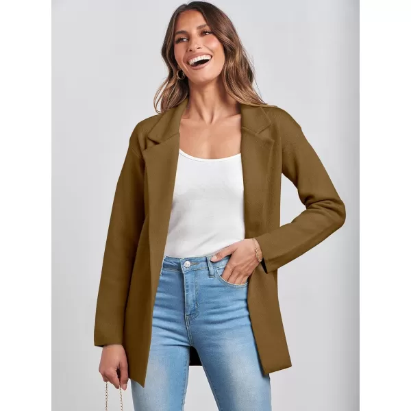 imageANRABESS Womens 2023 Open Front Cardigan Coats Long Sleeve Lapel Casual Chunky Sweater Blazer Jacket for Fall WinterBrown