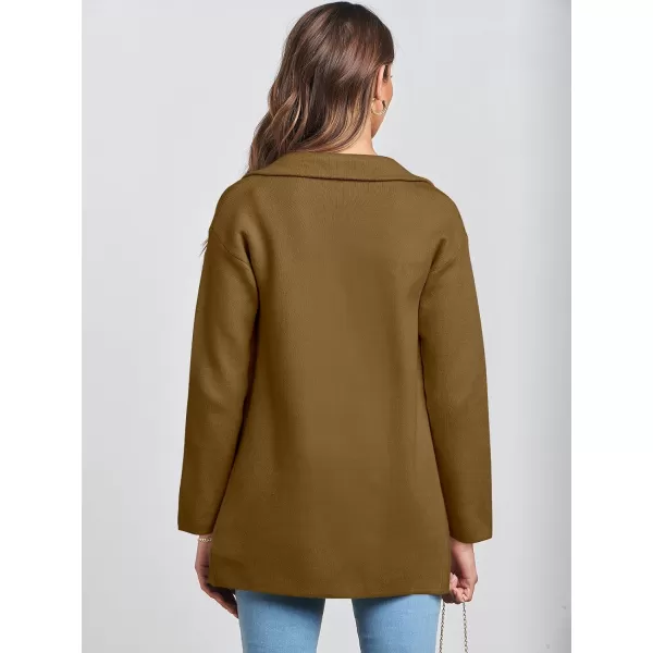 imageANRABESS Womens 2023 Open Front Cardigan Coats Long Sleeve Lapel Casual Chunky Sweater Blazer Jacket for Fall WinterBrown