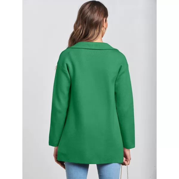 imageANRABESS Womens 2023 Open Front Cardigan Coats Long Sleeve Lapel Casual Chunky Sweater Blazer Jacket for Fall WinterGreen