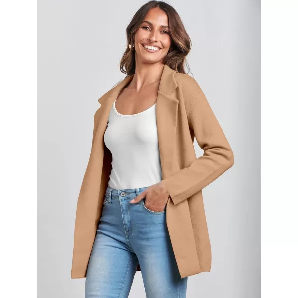 imageANRABESS Womens 2023 Open Front Cardigan Coats Long Sleeve Lapel Casual Chunky Sweater Blazer Jacket for Fall WinterKhaki