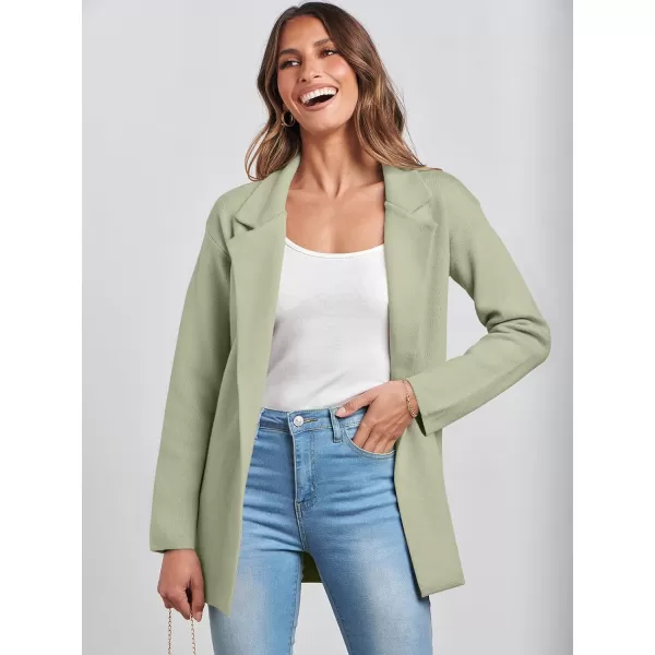 imageANRABESS Womens 2023 Open Front Cardigan Coats Long Sleeve Lapel Casual Chunky Sweater Blazer Jacket for Fall WinterLight Green