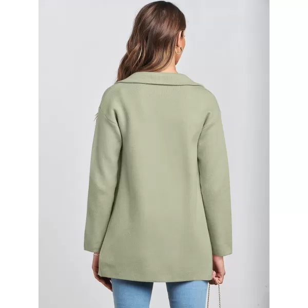 imageANRABESS Womens 2023 Open Front Cardigan Coats Long Sleeve Lapel Casual Chunky Sweater Blazer Jacket for Fall WinterLight Green