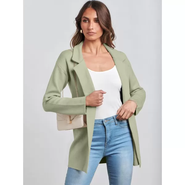 imageANRABESS Womens 2023 Open Front Cardigan Coats Long Sleeve Lapel Casual Chunky Sweater Blazer Jacket for Fall WinterLight Green