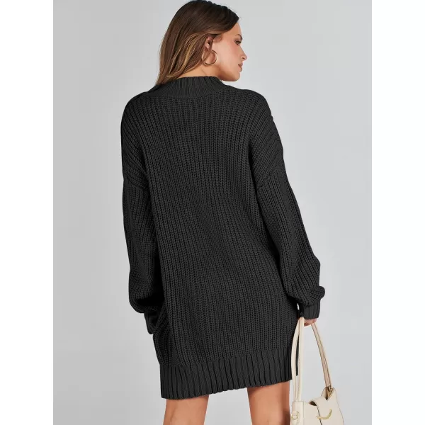 imageANRABESS Womens 2023 Oversized Sweater Dress Long Sleeve Crewneck Chunky Cable Knit Casual Short Pullover Dress TopsBlack