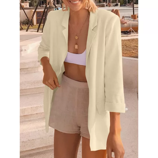 imageANRABESS Womens 2023 Spring Summer Casual Open Front Long Sleeve Lightweight Work Office Jackets Blazer SuitBeige