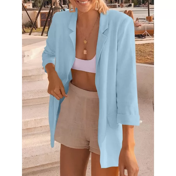 imageANRABESS Womens 2023 Spring Summer Casual Open Front Long Sleeve Lightweight Work Office Jackets Blazer SuitBlue