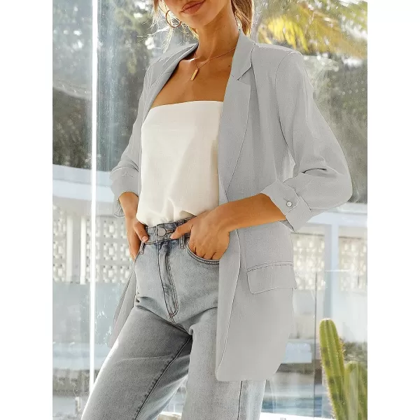 imageANRABESS Womens 2023 Spring Summer Casual Open Front Long Sleeve Lightweight Work Office Jackets Blazer SuitGray Purple