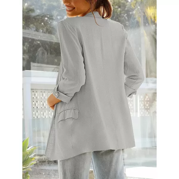 imageANRABESS Womens 2023 Spring Summer Casual Open Front Long Sleeve Lightweight Work Office Jackets Blazer SuitGray Purple