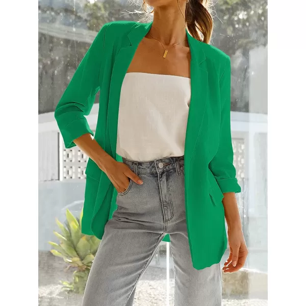 imageANRABESS Womens 2023 Spring Summer Casual Open Front Long Sleeve Lightweight Work Office Jackets Blazer SuitGreen