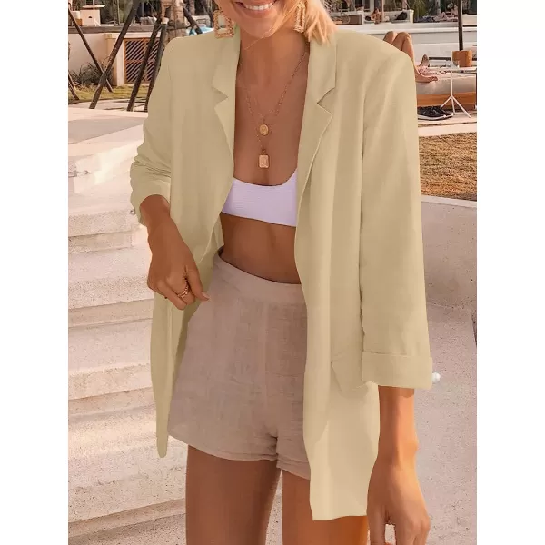 imageANRABESS Womens 2023 Spring Summer Casual Open Front Long Sleeve Lightweight Work Office Jackets Blazer SuitKhaki
