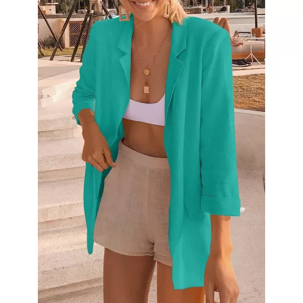 imageANRABESS Womens 2023 Spring Summer Casual Open Front Long Sleeve Lightweight Work Office Jackets Blazer SuitLake