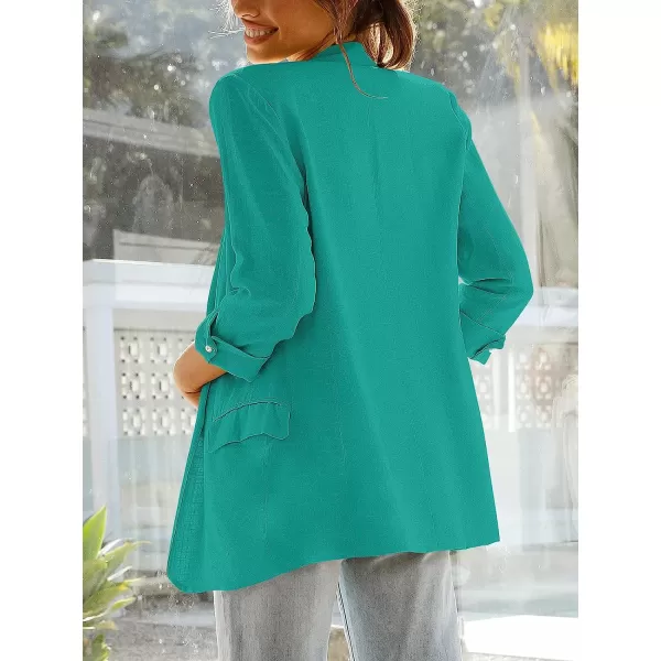 imageANRABESS Womens 2023 Spring Summer Casual Open Front Long Sleeve Lightweight Work Office Jackets Blazer SuitLake